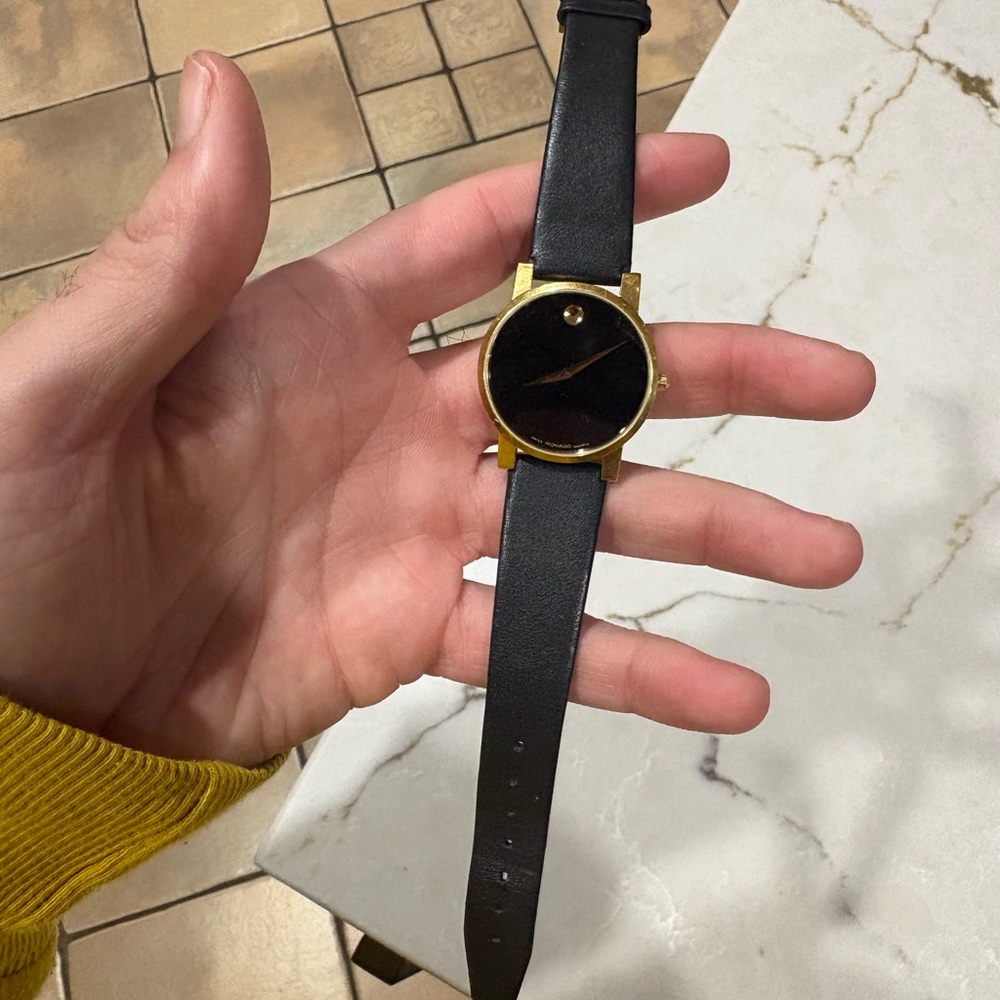Movado Black and Gold Museum Dial Watch